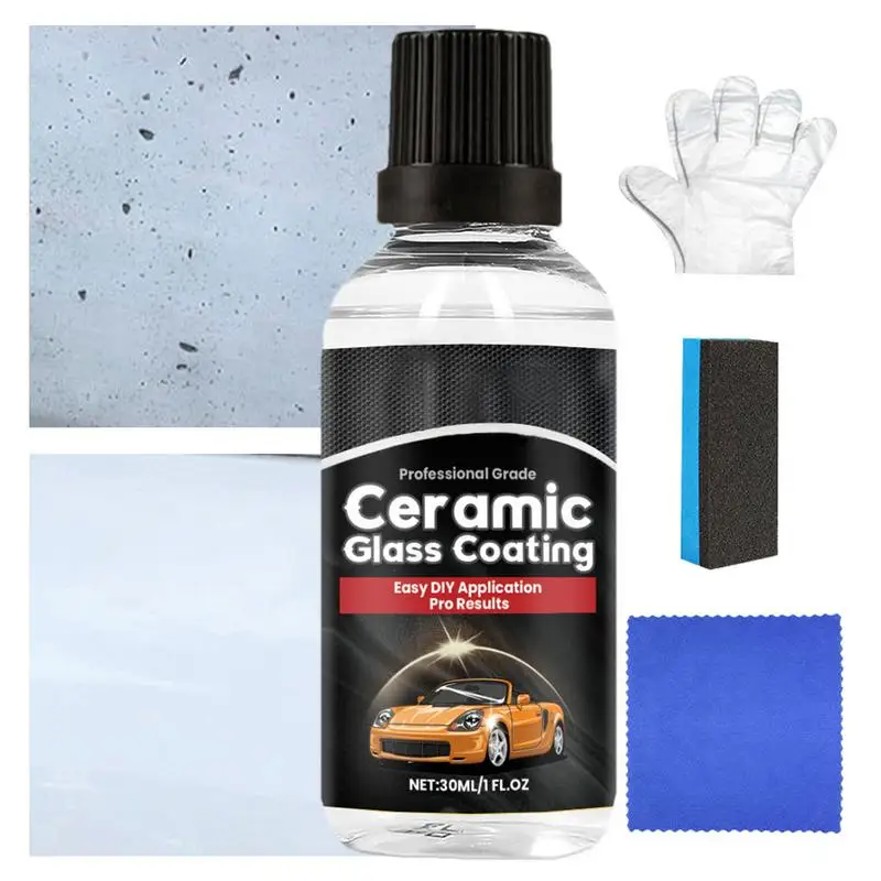 

Ceramic Coating Agent Waterproof & Protective Coating Kits Car Glass Rainproof Anti-fog Agent With Sponge Cloth Gloves Car