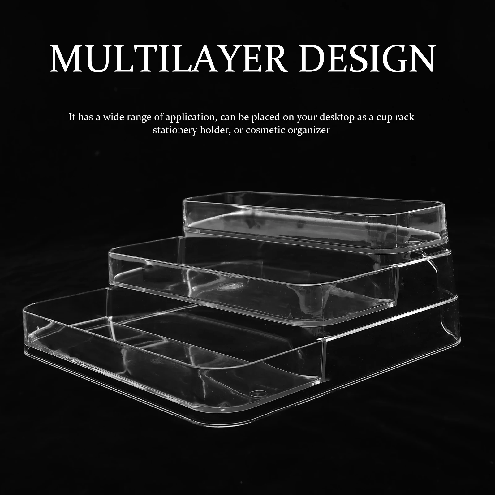 

Акриловый органайзер для хранения, 3-х уровневый лоток, настольная стойка, держатель для спальни, прозрачный материал, многофункциональная полка, кухонная техника