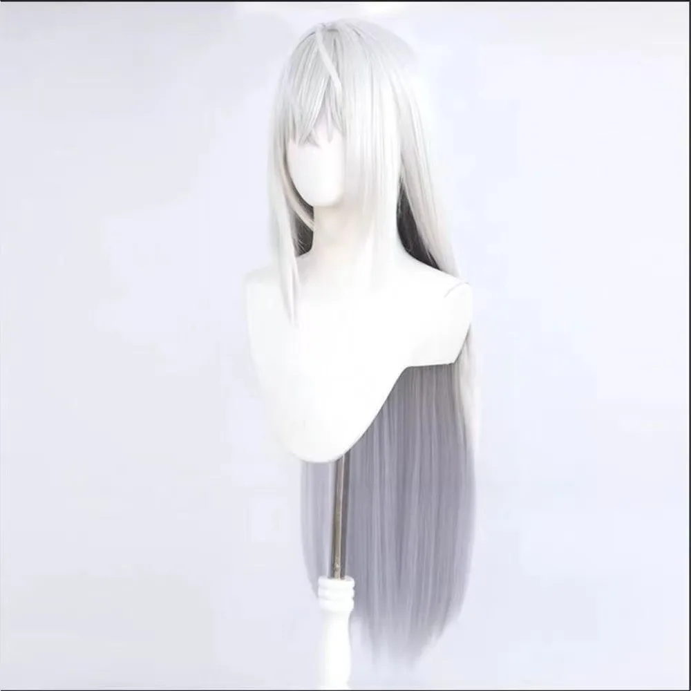 1 شعر مستعار أبيض مقسم باللون الرمادي الطويل المستقيم باللون الأزرق لشخصية اللعبة على طراز باي تشوزي #3