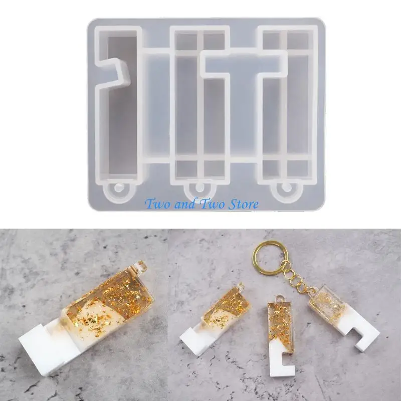 HX6F Protable Stand Silicone Resin Mold Phone Holder Keychain Pendant Epoxy Resin Phone Bracket Mold Craft Tools