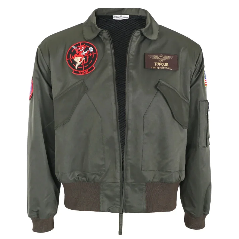 Giacca Top Gun Maverick Bomber Cosplay Giacca da pilota Giacca con cerniera
