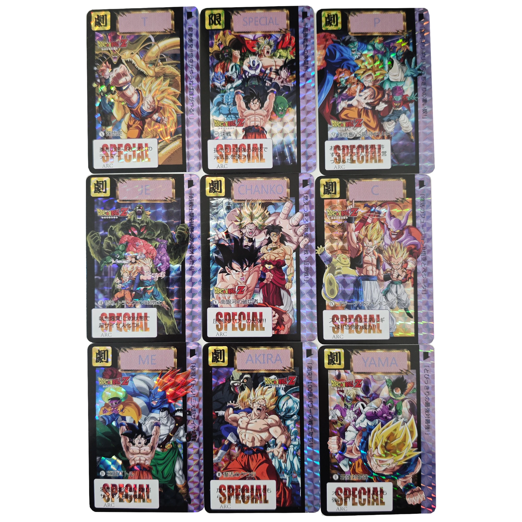 

9Pcs/set Diy Self Made Dragon Ball Son Goku Super Saiyan Collection Card Grid Flash Classic Anime Cards Gift Toys