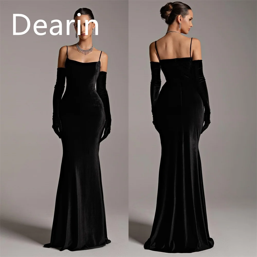 Evening Gown Dearin Spaghetti Strap Sheath Floor Length Skirts Draped Bespoke Occasion Dresses Formal Prom Dress Saudi Arabia