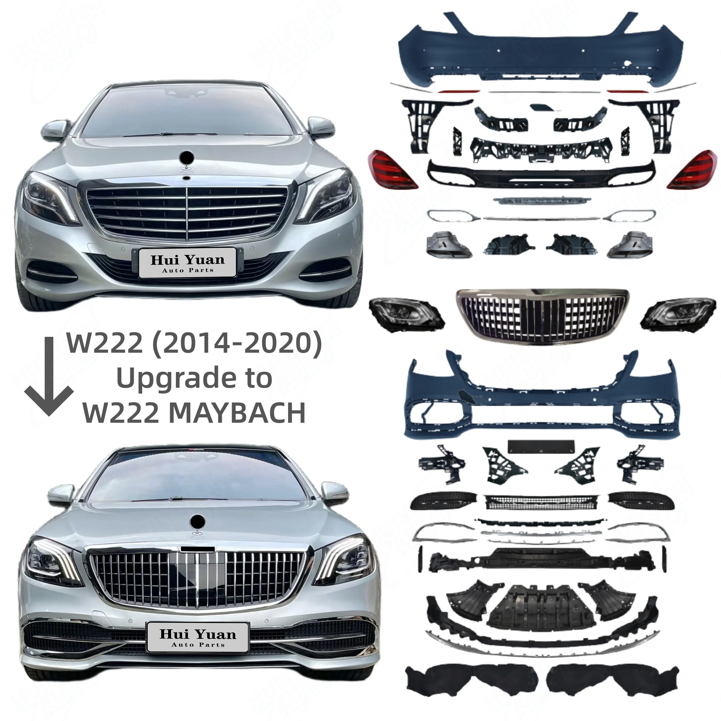 

Body Kit for Mercedes Benz W222 2014-2020 S600 S500 S350 Upgrade W222 for Maybach Car Bumper Headlights Front Rear Car Bumpers