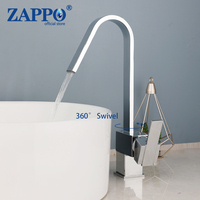 ZAPPO Bathroom Basin Sink Faucet w/360 Swivel Waterfall Spout Brass Bath Faucet Hot&Cold Water Mixer Vanity Tap for Kitchen