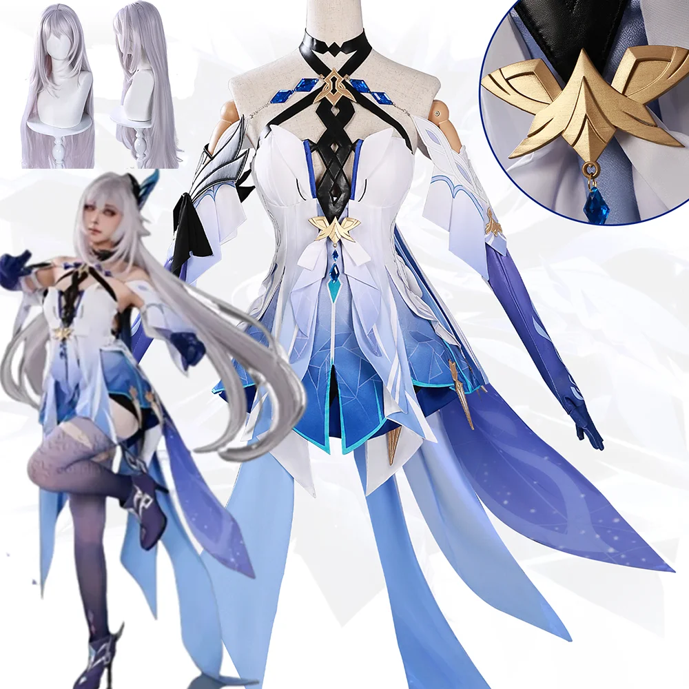 

Skirk Genshin Impact Cosplay Costume Adult Carnival Uniform Wig for Women Halloween Party Anime Masquerade Game Character Dress