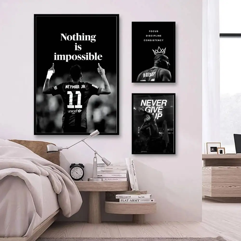 رياضي ملهم اقتباس ملصق المنزل الصالة الرياضية كرة القدم كرة السلة يطبع ملصقات جدار لوحات لديكور غرفة المعيشة المنزلية #3
