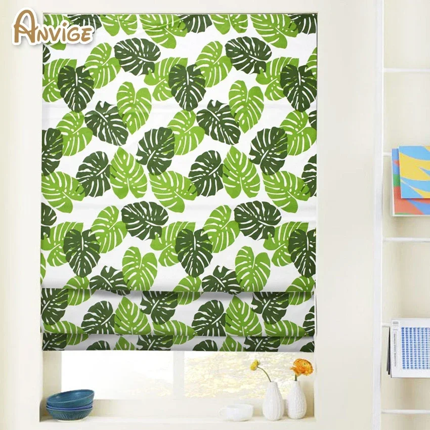 

Anvige Pastoral Banana Tree Roman Shade Rollor Blind Window Curtains For Living Room