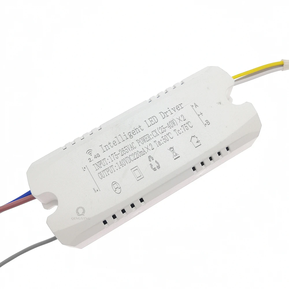 Controlador LED inteligente RF, transformador de atenuación cambiable de Color, AC220V, 2,4G, 25-40W x 2, 80W, piezas, Control remoto y aplicación,