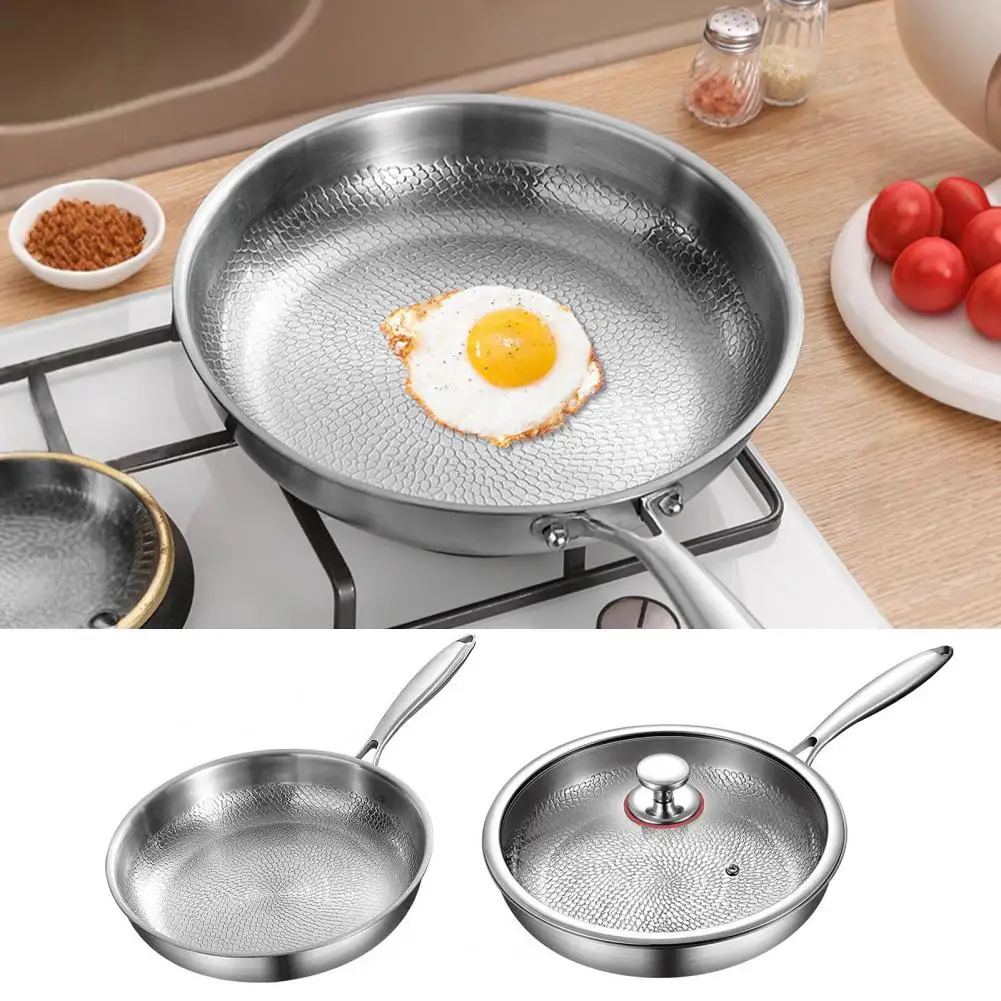 

Scratch-resistant Pan Hammered Surface Pan Durable Frying Pan with Lid for Healthy Cooking on Gas Electric for Multifunctional