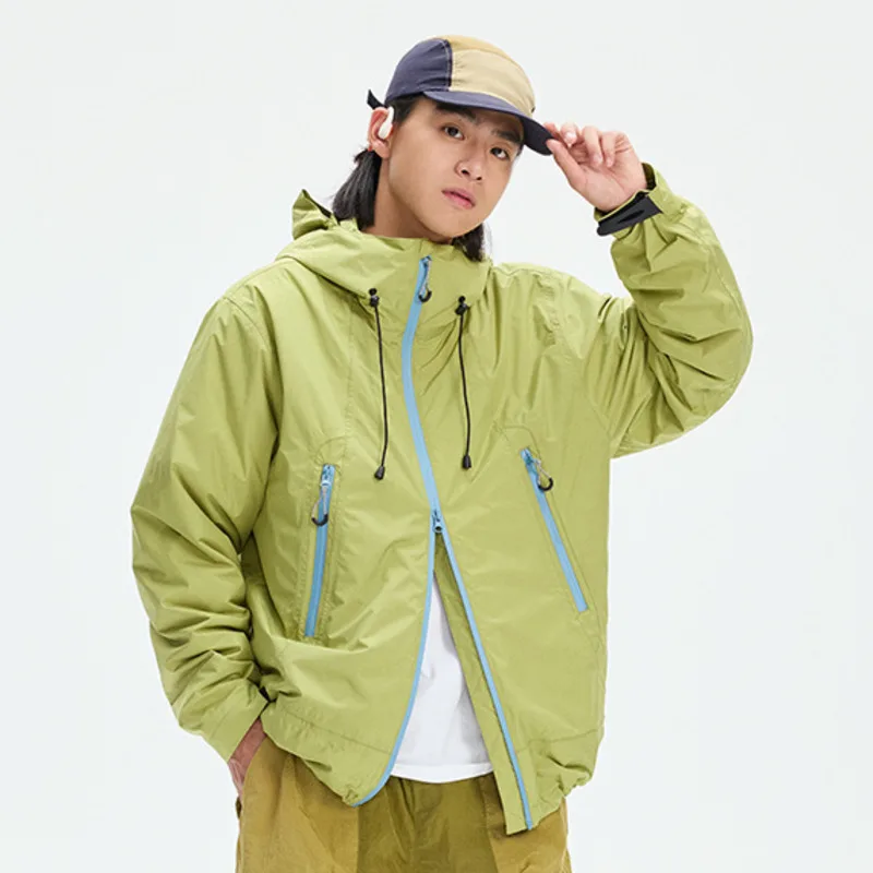 HKSH Autumn Winter New Men Outdoor Mountain Style Water-Resistant Warm Jacket Tide Casual Sports Hooded Zipper Down Coat HK13049