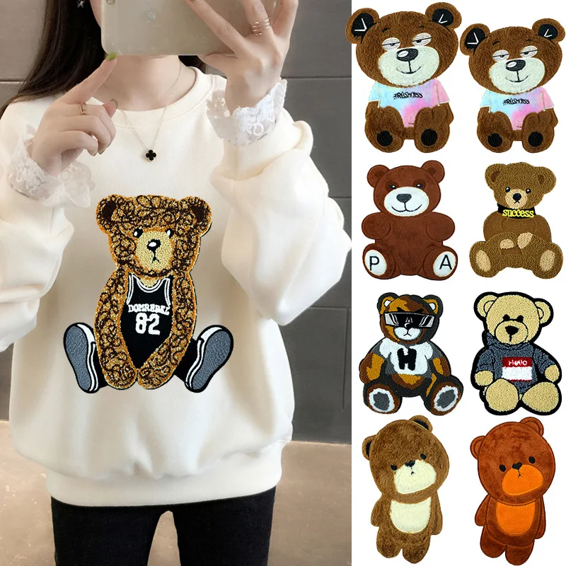 Embroidery Cartoon Badges,towel Patch,bear Appliques,bears Patches for Clothing DIY Accessory WF229278