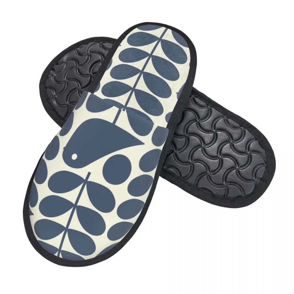 Orla Kiely Early Bird Dark Marine Guest Slippers for Hotel Women Custom Print House Slipper