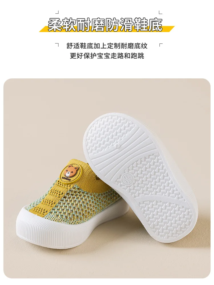 Baby-Lauflernschuhe mit Teddybär-Muster, weiche Sohle, rutschfeste Sandalen für Kinder, atmungsaktive Hohlschuhe für Frühling und Sommer – Detail 8