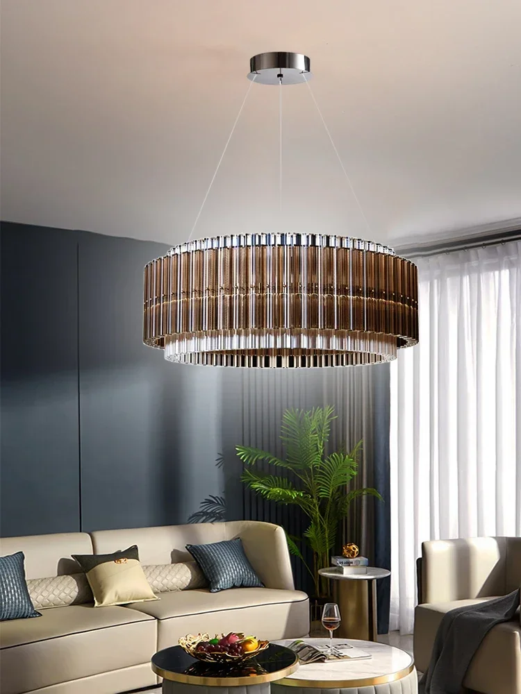 Italian Postmodern Brown Clear Glass Chandelier Lighting Home Appliance Decoration Living Room Light Fixture 2025 New Design