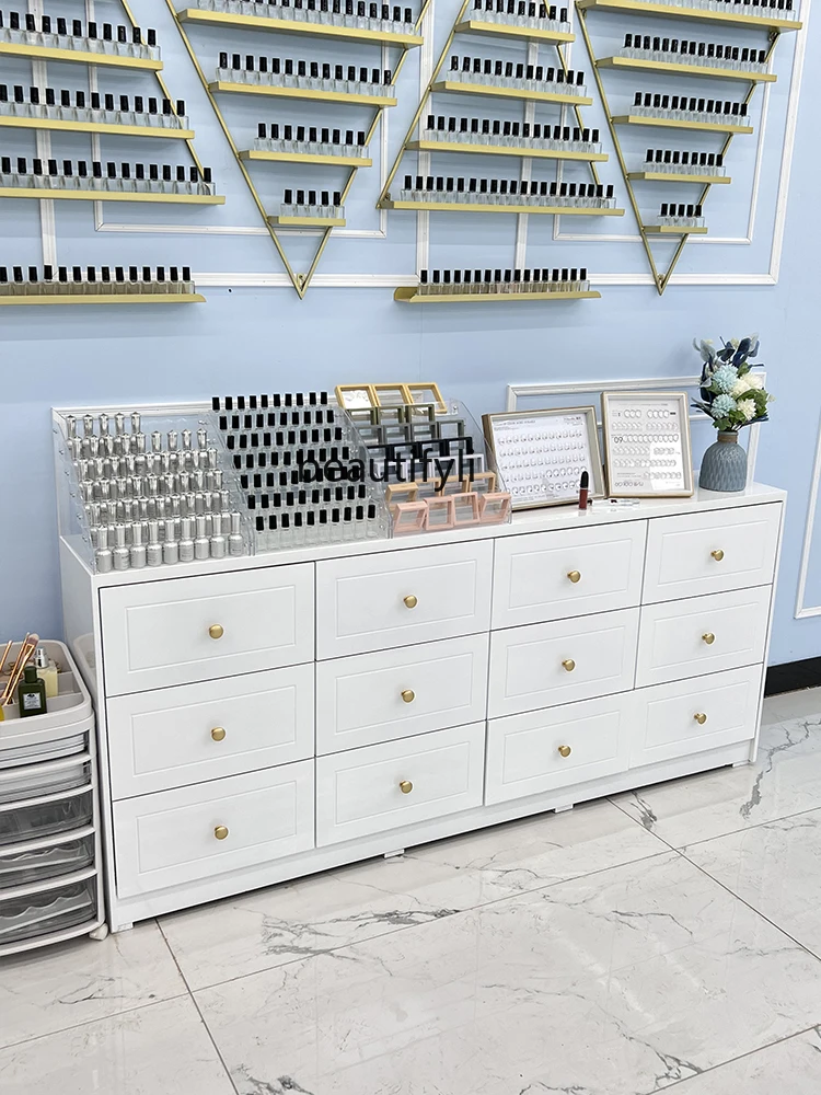 Modern Simple Nail Cabinet Display Cabinet Paint Nail Shop UV Polish Storage Cabinet Locker Floor