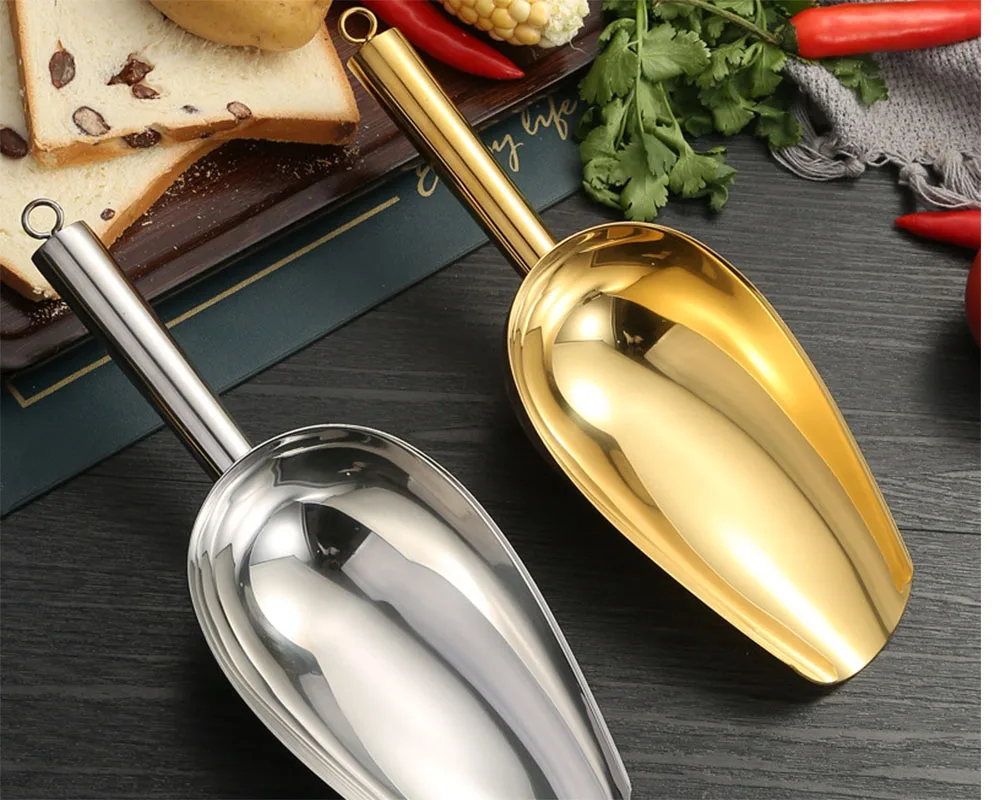 Stainless steel ice shovel Flat ice shoves supermarket chain multifunctional rice shovels sugar cube tea mixed Grain shovels