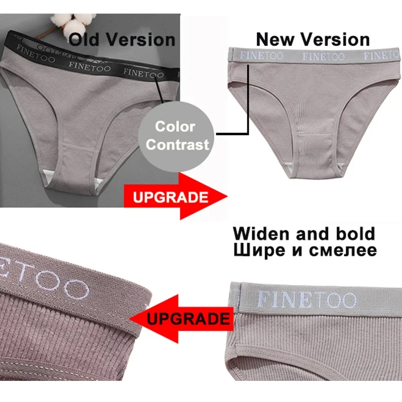 FINETOO 5Pcs Women Cotton Panties Sexy Underwear Soft Underpant Female Briefs Pantys Letter Waist Band Intimates Girls Lingerie