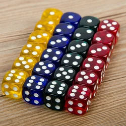 24 Pieces Set 16MM Rounded Corners Playing Party Dices Four-Color Transparent Dice (Transparent Blue, Green, Yellow, Red All 6)