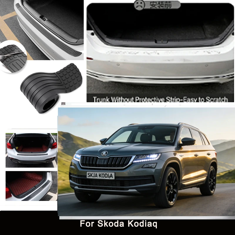 

For Skoda Kodiaq Rear Trunk Guard Plate Sticker Car Rear Bumper Trim Anti-Kicked Scratch Protector Sticker Strip