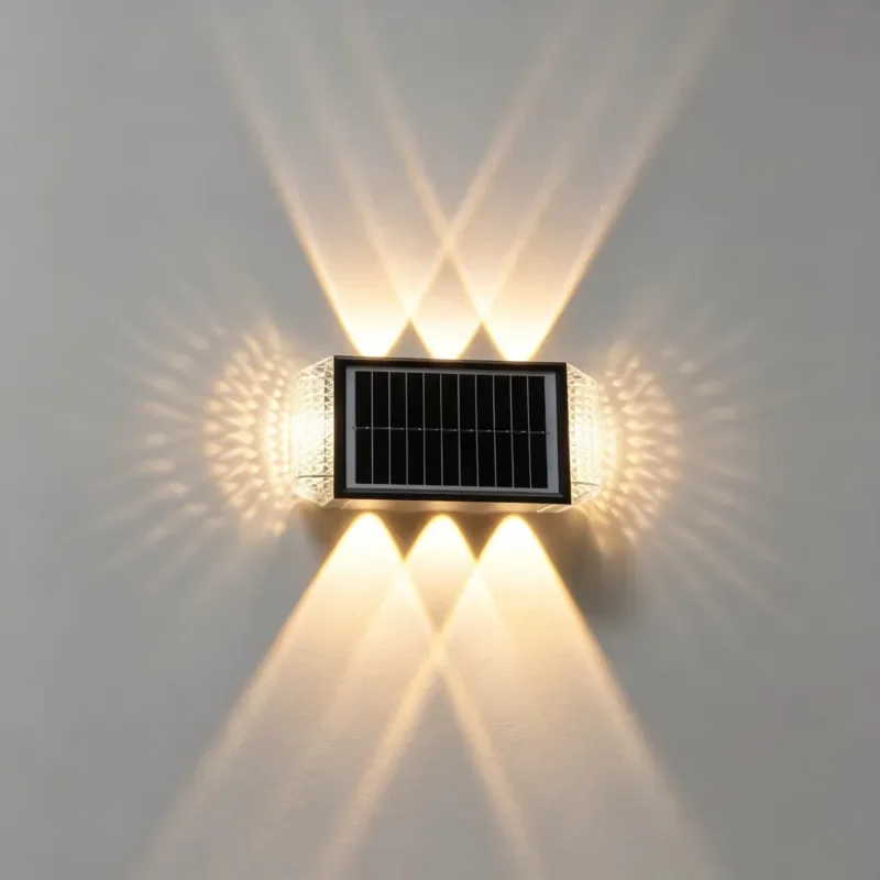 Villa garden Nordic style solar LED strip wall lamp with up and down luminous effect waterproof dimmable outdoor lighting