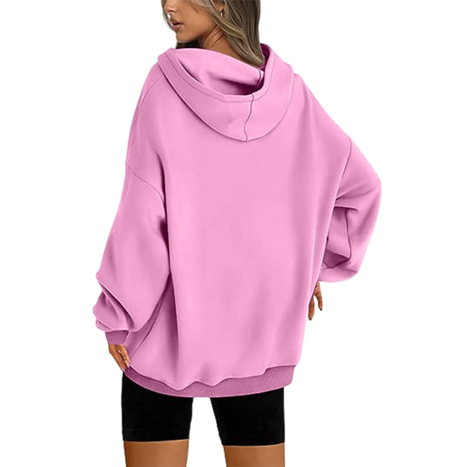 

Solid Color Pullover Hoodie Fashion Long Sleeve Loose Lightweight Hooded for Women Girls Daily Shopping Wear