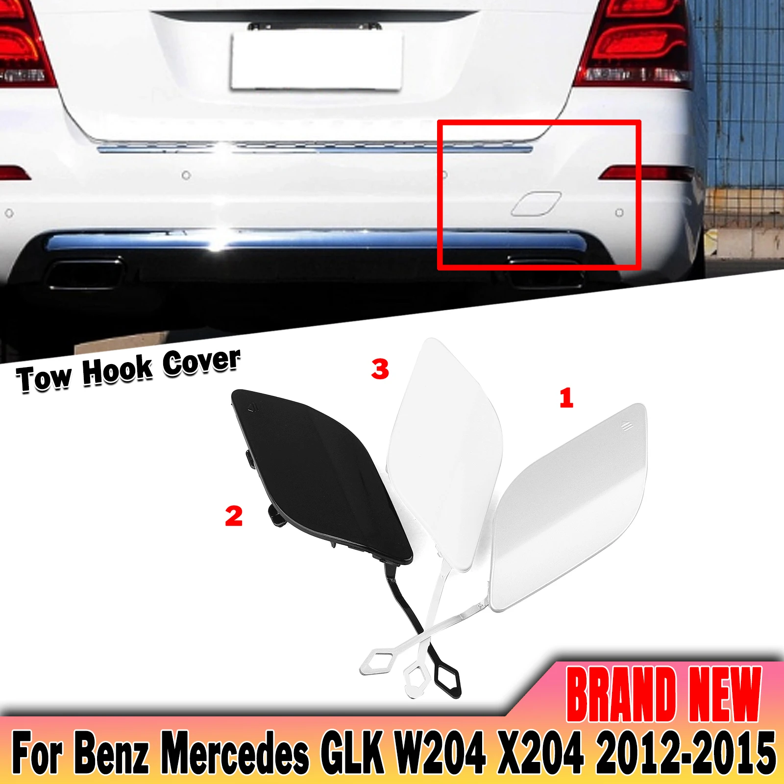 Car Rear Bumper Tow Eye Boot Hook Cover Trailer Access Hole For Mercedes Benz GLK Class W204 X204 GLK300 Facelift 2012-2015