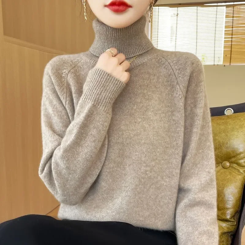 Women's Turtleneck Knit Sweater Loose Plus Size Warm Casual Daily Wear Tops