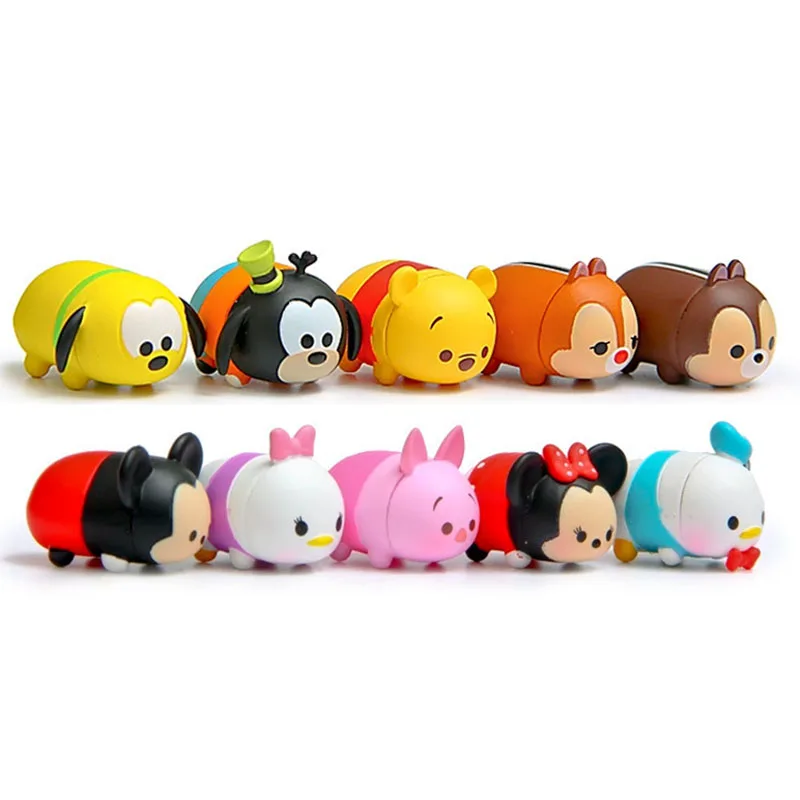 10Pcs Kawaii Disney Cute Mickey Minnie Mouse Donald Duck Stitch Dumbo Tsum Pile Up Toy Story Stackable Dolls Toys Gifts for Kids