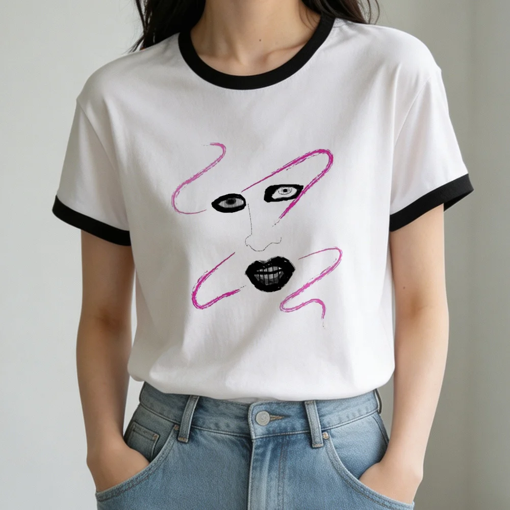 Marilyn Manson top tees femme manga summer dollette cute grunge t-shirt cutecore emo jojifuku y2k graphic