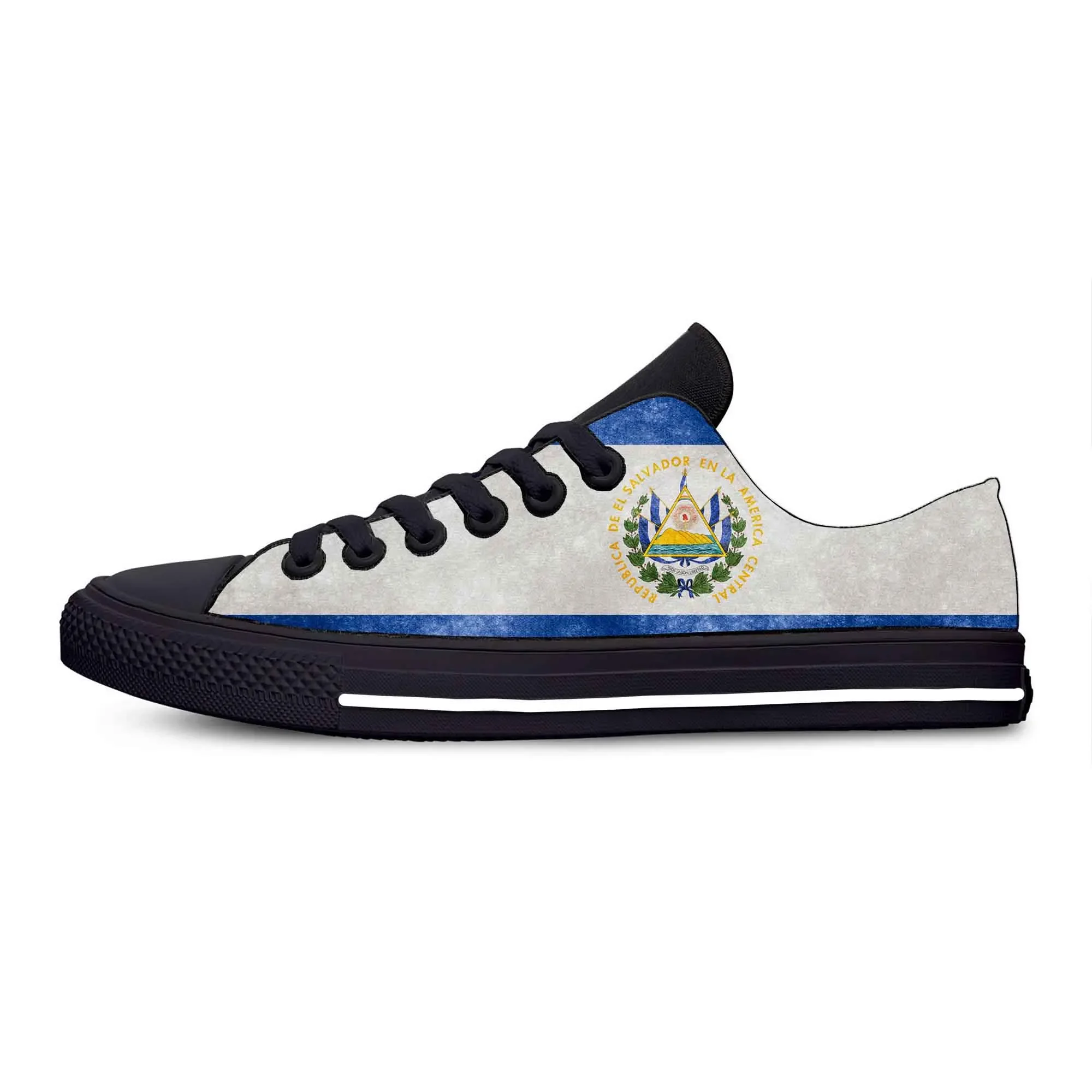 El Salvador Salvadoran Flag Patriotic Pride Funny Casual Cloth Shoes Low Top Lightweight Breathable 3D Print Men Women Sneakers