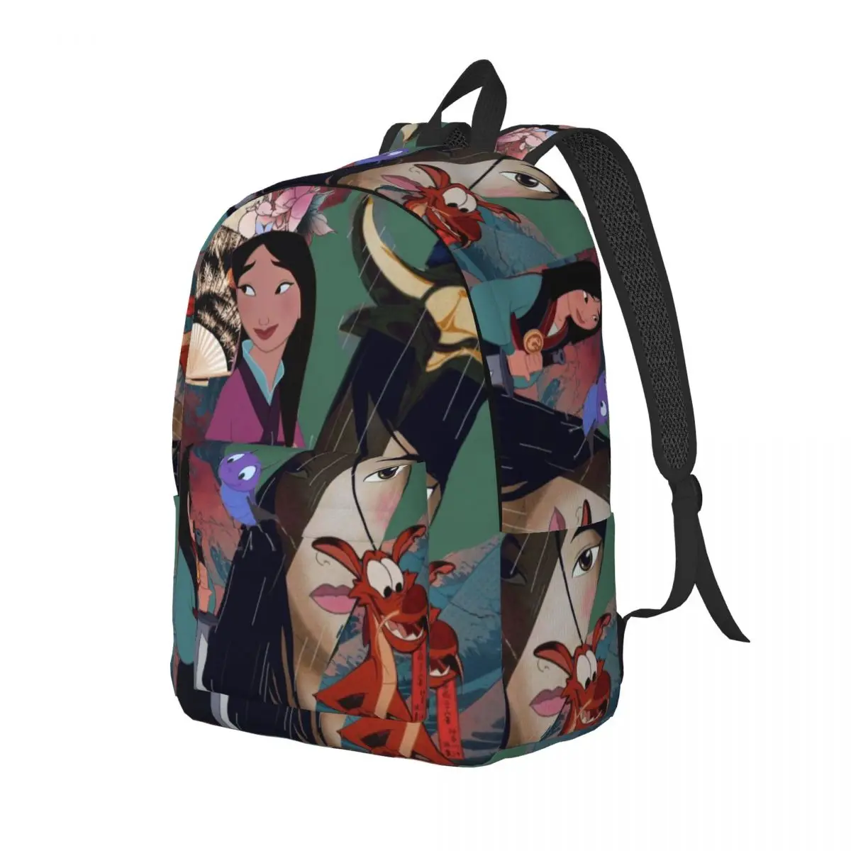 Custom Funny Cartoon Princess Mulan Canvas Backpacks Men Women Basic Bookbag for School College Bags