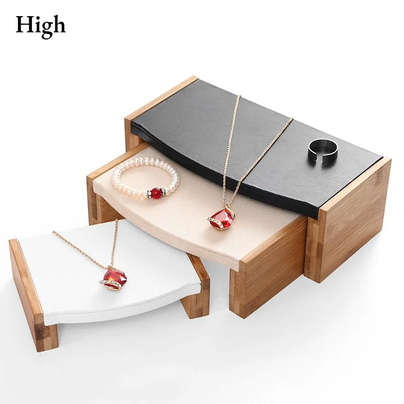 

Bamboo Jewelry Display Stand Necklace Tabletop Display Boards Ring Display Holder Jewelry Storage Tray for Show