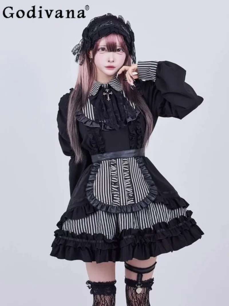 

Y2K Subculture Japanese Style Mass-Produced 2026 New Dress Set Sweet Cute Girl Lolita Striped Dress