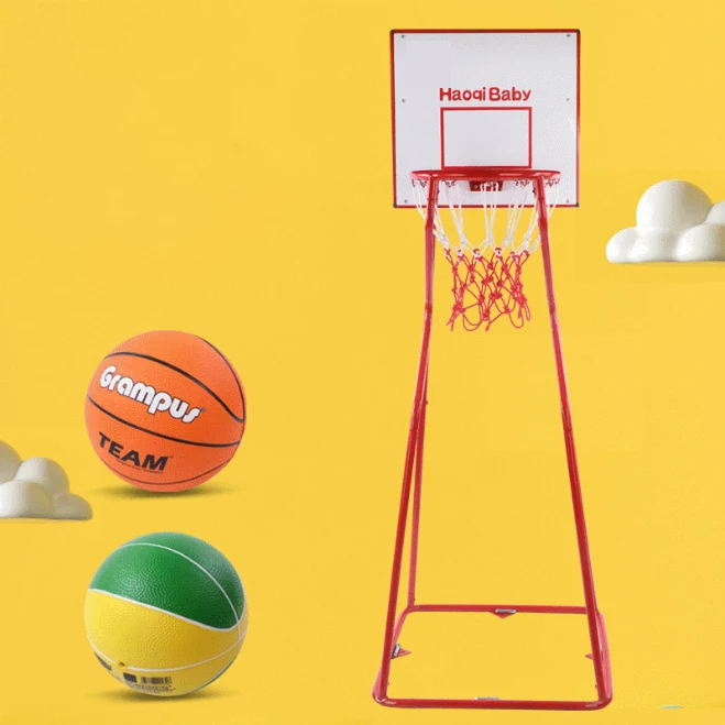 Supporto da calcio in plastica mobile per interni Telaio per giocattoli Asta in acciaio Supporto per canestro da basket regolabile Supporto da tiro per bambini Giocattolo per bambini