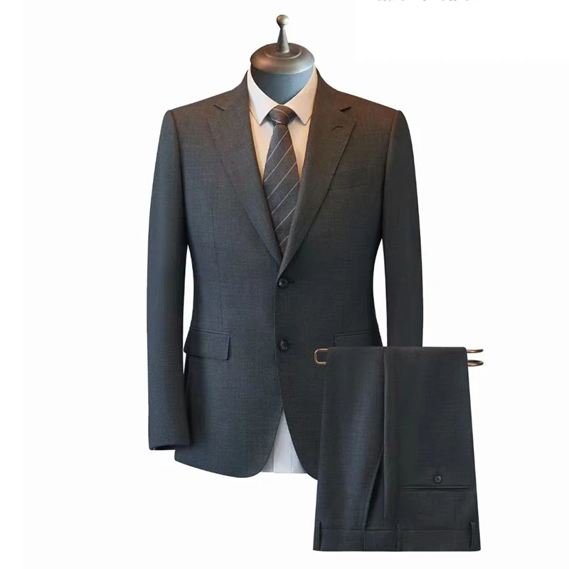 Super 150 Wool Half Canvassed Luxury Men Suit Set Wedding Luxury Suits For Men With Milanese Lapel Button Hole Pick Stitching