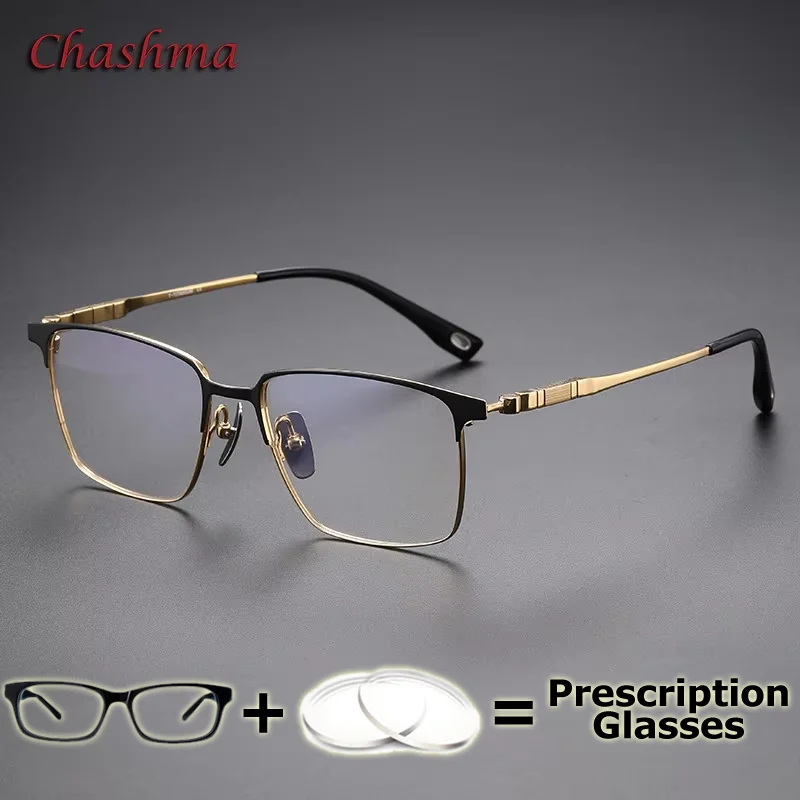 

Chashma Prescription Glasses Pure Titanium Top Quality Fashion Ultra Light Eyewear Digital Progressive Lenses Multifocal Glasses