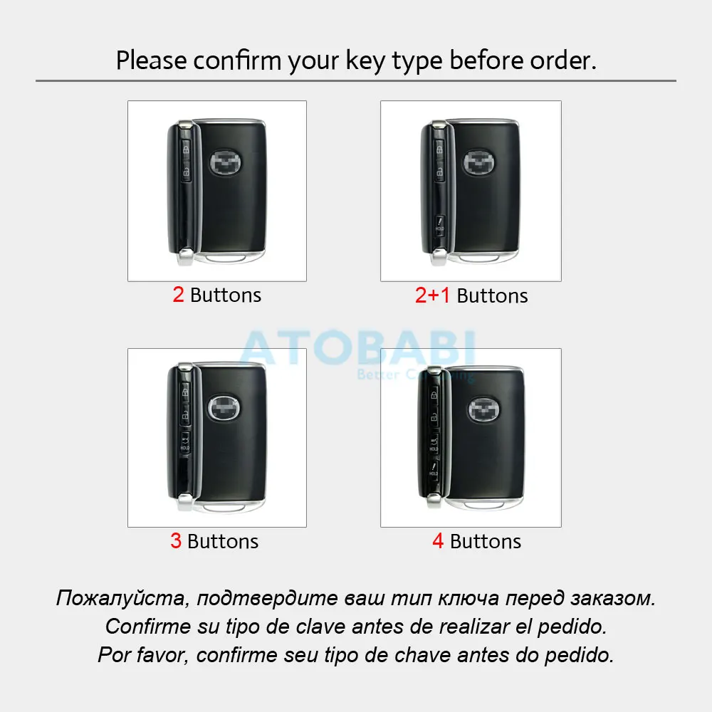 ATOBABI Leather Car Key Case Keychain For Mazda 3 Sedan Hatchback CX-30 CX-5 CX-9 2020 2021 Smart Keyless Remote Control Cover