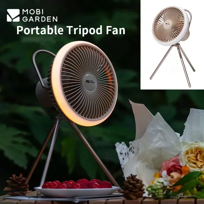 

MOBI GARDEN 740g Outdoor Portable Tripod Fan Multifunctional Tent Ceiling Fan Lamp Household Desktop Small Fan