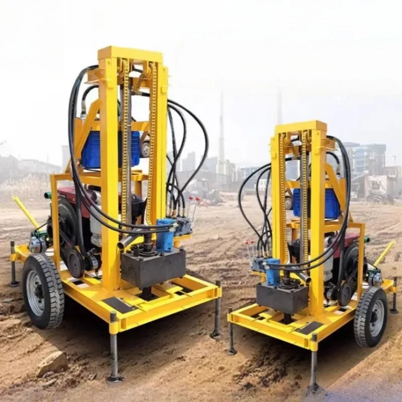 Portable Borehole Drilling Rig Small Water Well Machine Diesel Engine 120m Capacity