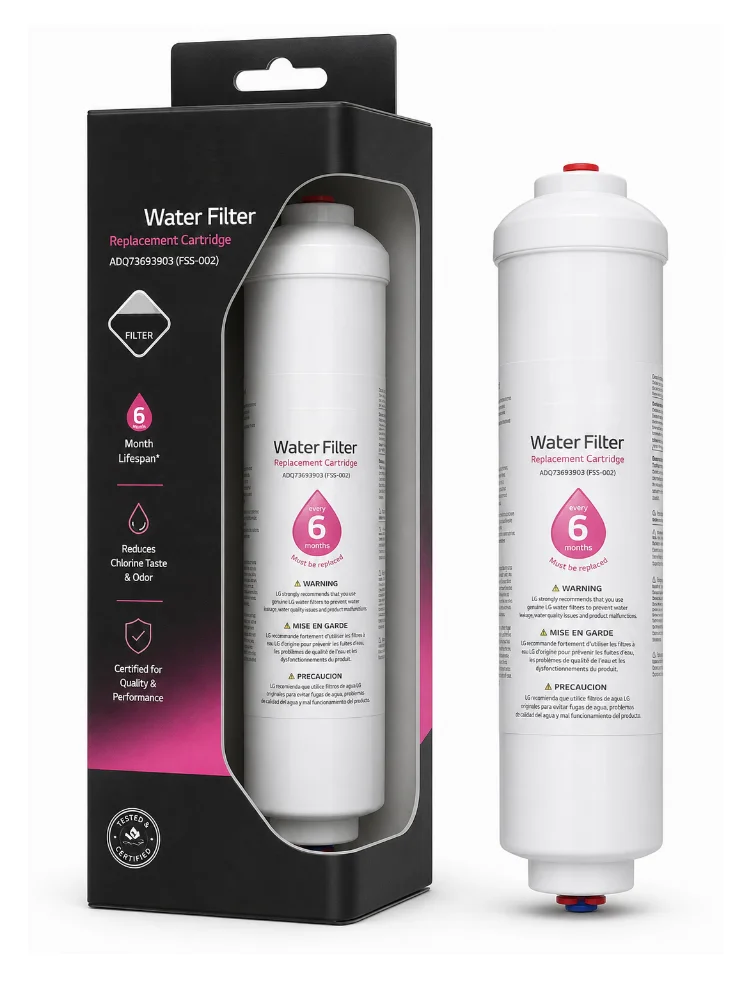 LG FR24 FSS-002 ADQ73693903 ADQ73693901 BL9808 5231JA2012B Filtro Agua Frigorífico Externo Inline Cartucho Filtración Tubo 6mm 1/4 Pulgada Conector Repuesto Nevera Máquina Hielo Agua Potable Purificador Original