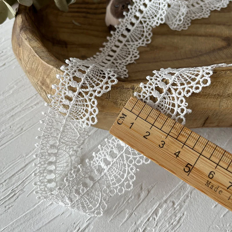 3.7CM Wide White Black Cotton Polyester Hollow Embroidered Lace Ribbon Sewing Fringed Ribbon Dress Collar Apparel DIY Crafts