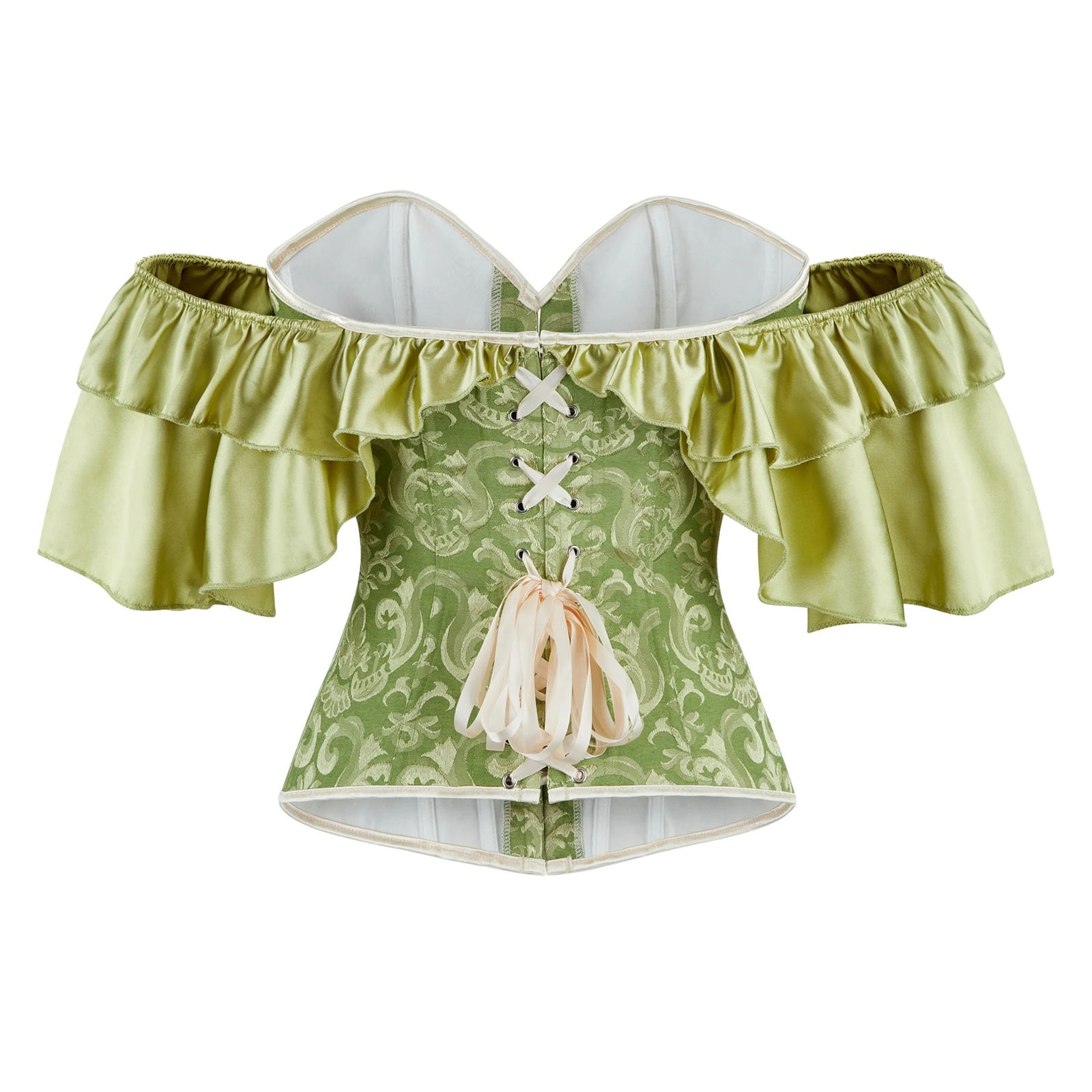 مشد نسائي بوستير بأزرار سفلية من الخلف مكشكش مكشوف الأكتاف لقضاء عطلة الشاطئ وحفلات الصيف والنشاط الخارجي ملابس الشارع