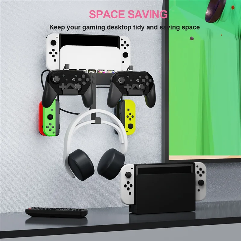 For Switch/Switcholed with One Out Two Magnetic Charging Wires 2 in 1 Portable Host Handle Wall