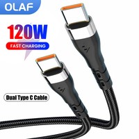 120W 6A Dual Type C Fast Charging Cable Quick Charge Type C To Type C Cable For iphone 15 Samsung Xiaomi Huawei PD Cable