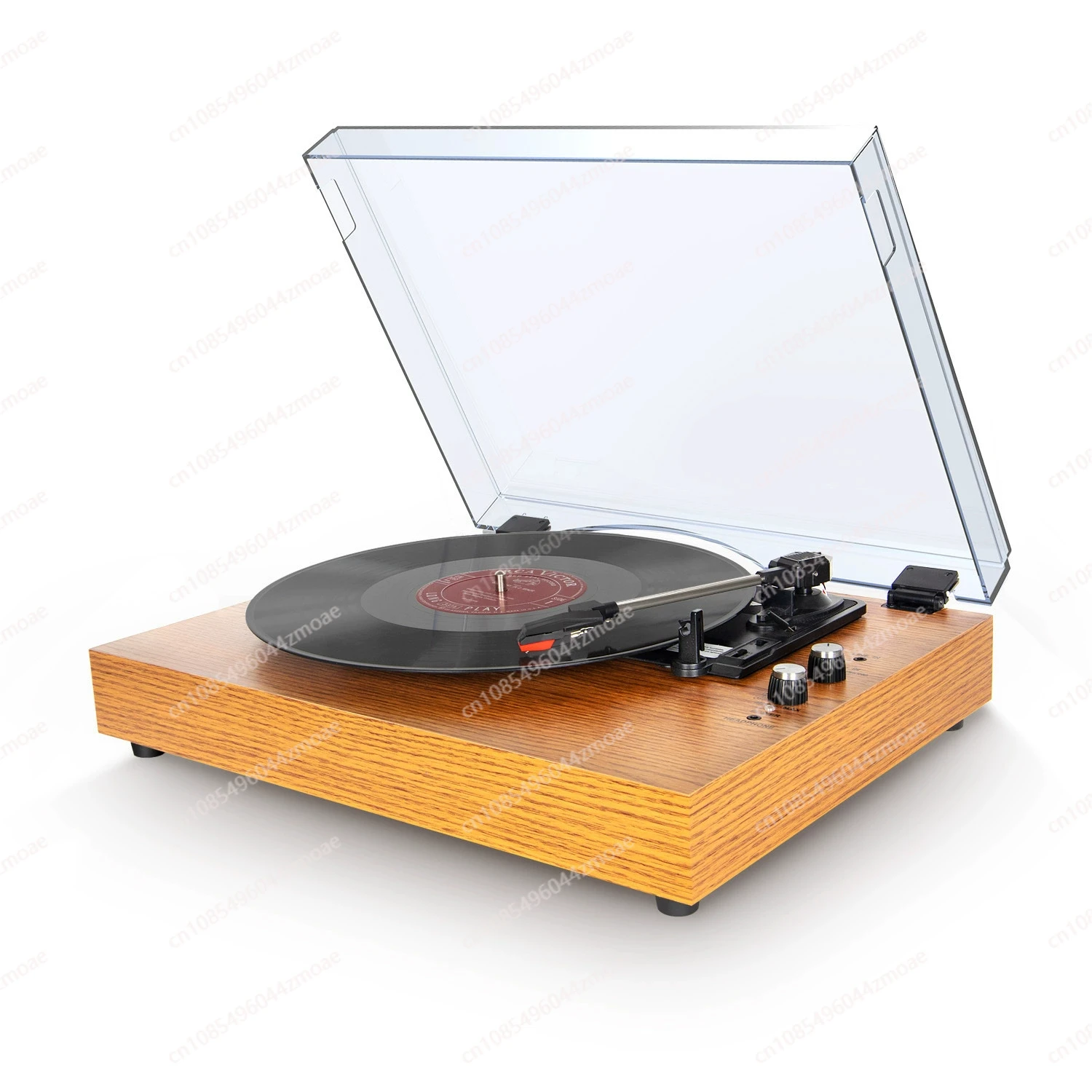 

Vinyl Record Player Vintage Jukebox Wooden Gramophone Built-in Dual Speaker Speaker Desktop with Acrylic Dust Cover