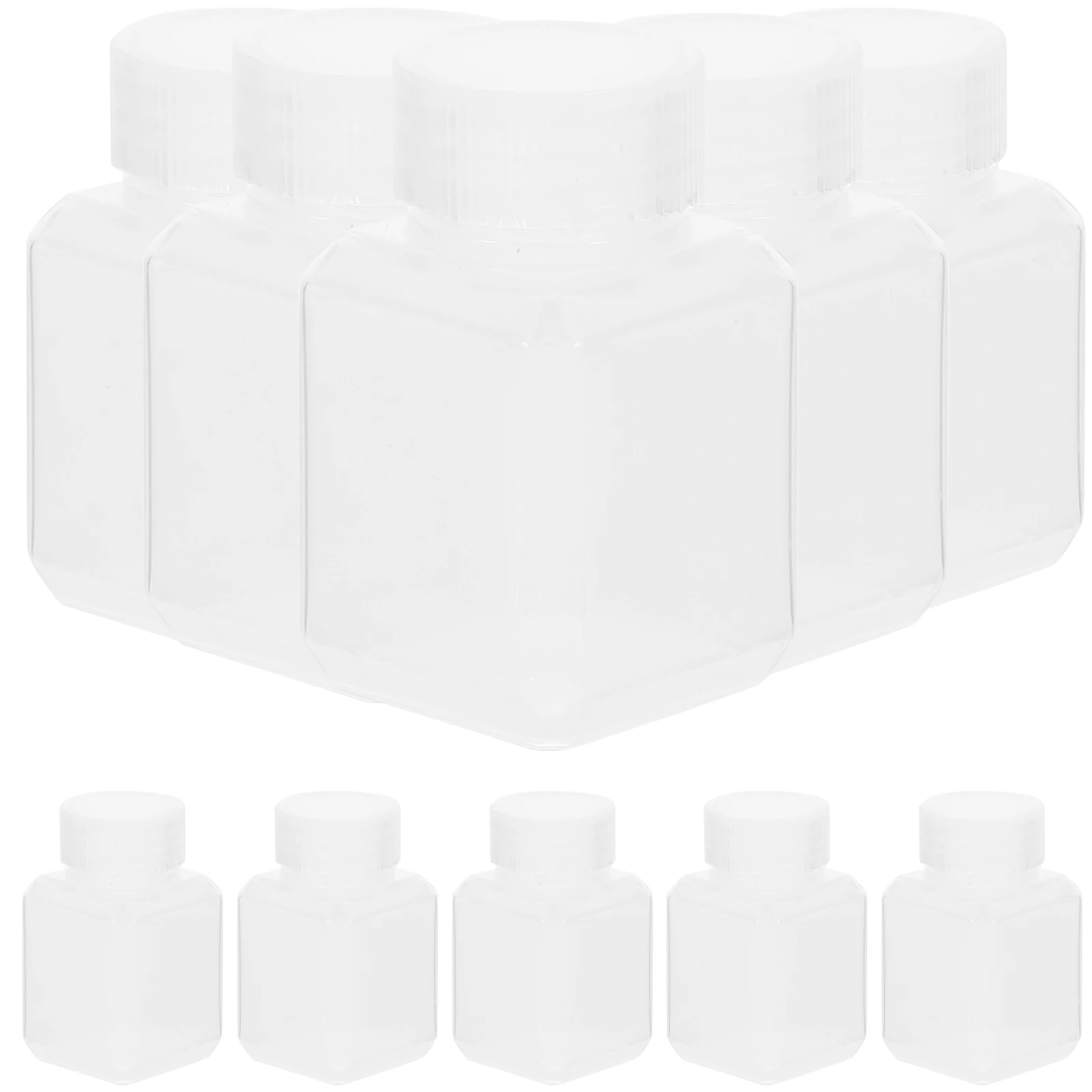 

10pcs Square Plastic Bottles Sealing Storage Jars For Liquid Powder Alcohol Sample Container 30Ml Mini Small Leakproof Wide