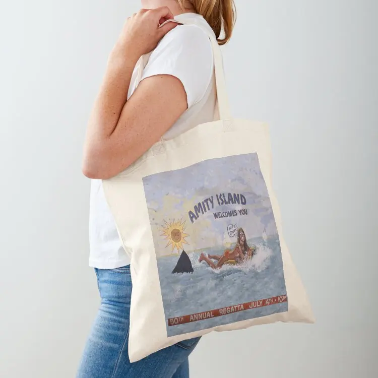 Welcome To Amity Island Tote Bag university shopper bag reusable grocery bags Gift bag