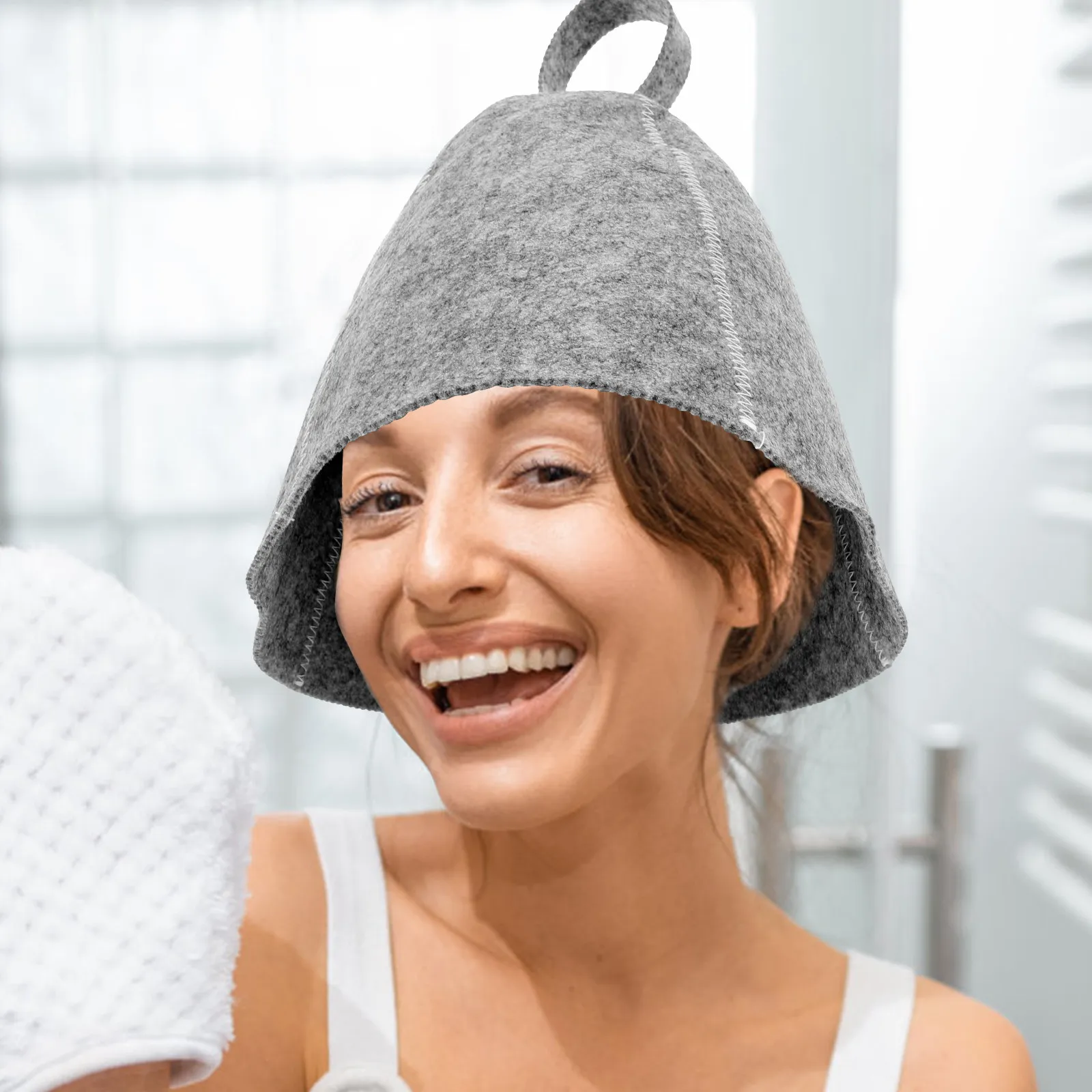 

Набор из 1 шт. войлочных шапок для сауны для женщин: легкие, дышащие, удобные, многоразовые аксессуары для сауны, портативная шапочка для душа