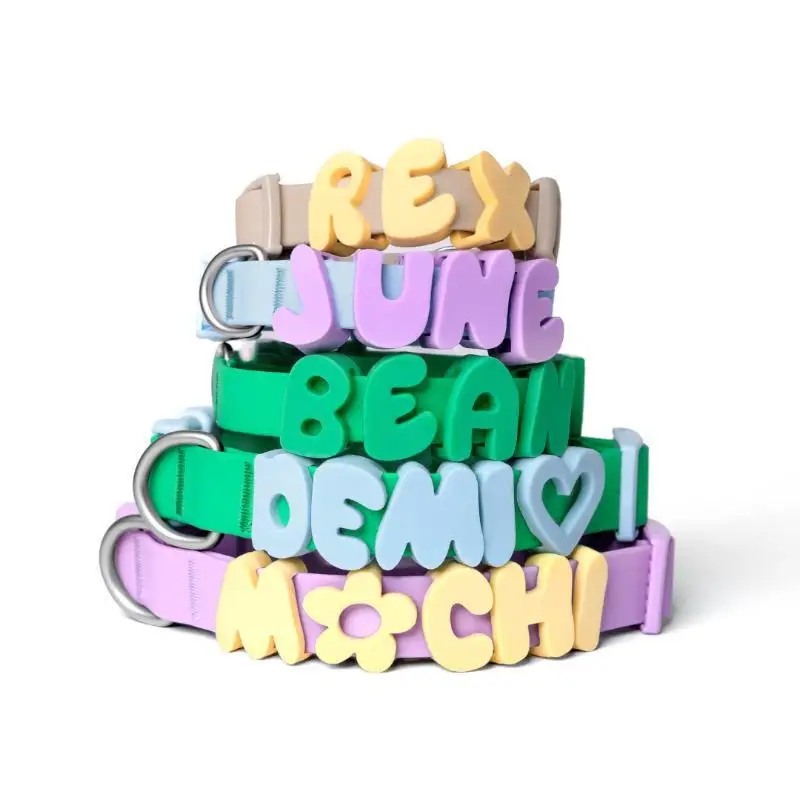 DIY Silicone Letter Charms Custom Dog Name Decor Anti-Fall Waterproof Fit for Thick Thin PVC Pet Collars